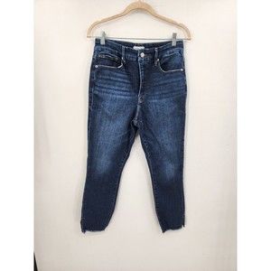 Good American Women 12/31 Raw Slit Hem Straight Leg Stretch High Waisted Jeans